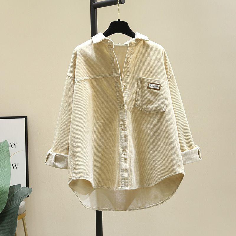 Autumn and Winter New Thick Corduroy Long Sleeve Shirt Female Korean Version of Loose Casual Long Cardigan Shirt.