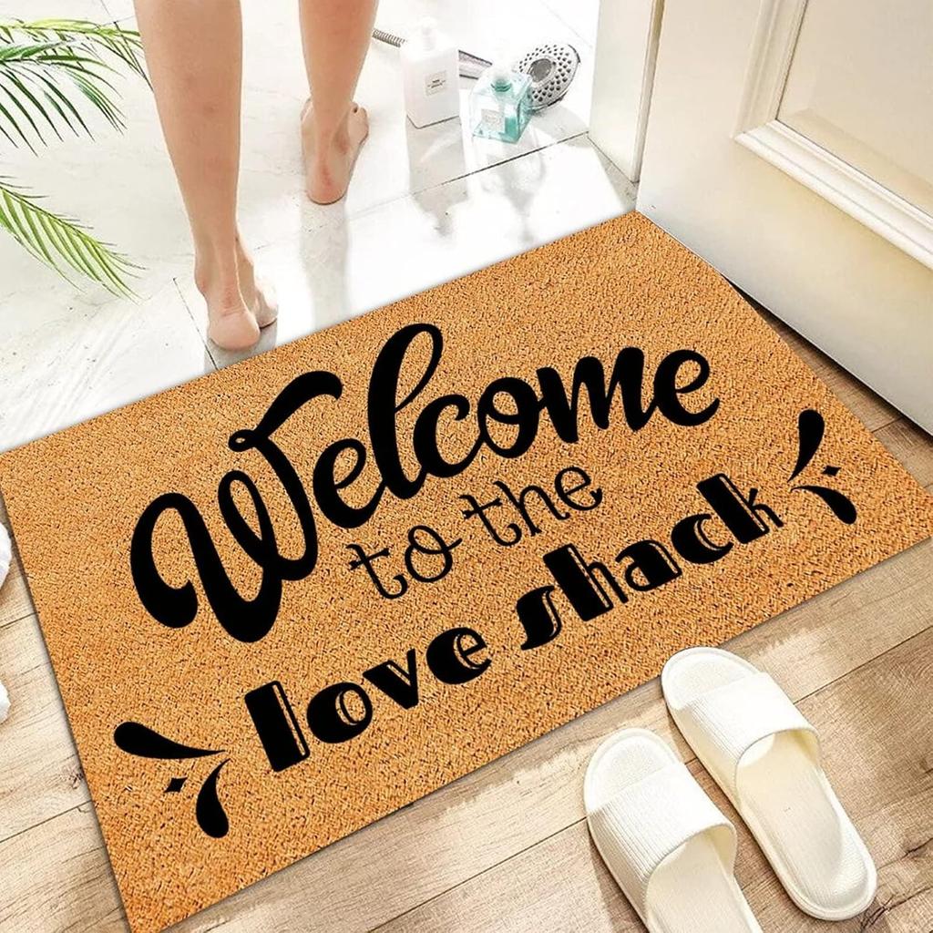 Welcome to The Love Shack Welcome Mats Outdoor with Heavy Duty Backing Coir Fiber Door Mat Personalized Entry Door Rugs for Entrance Pets Home Décor