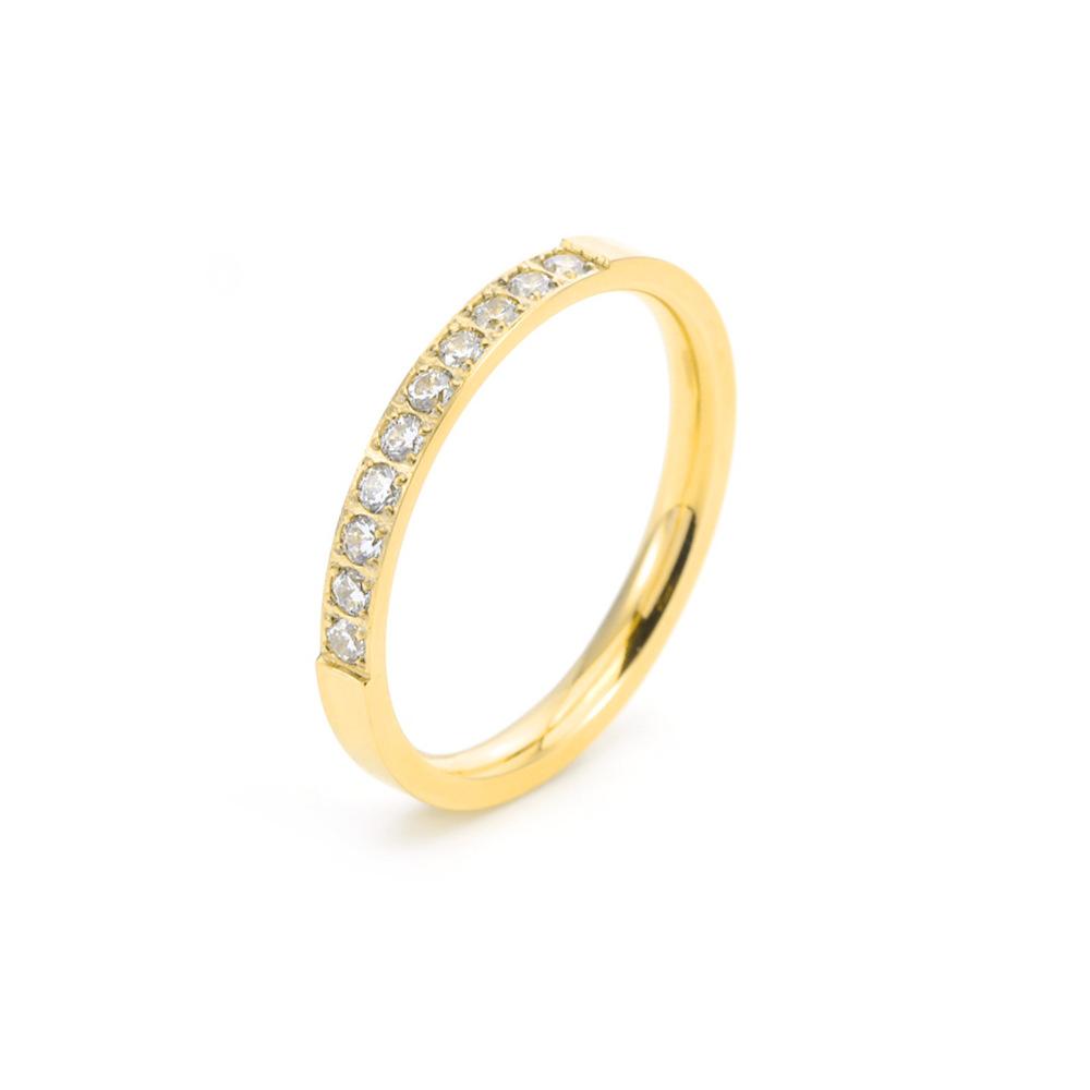 Light luxury titanium steel ring for women, temperament niche ring ins non-fading diamond-encrusted couple ring hand jewelry
