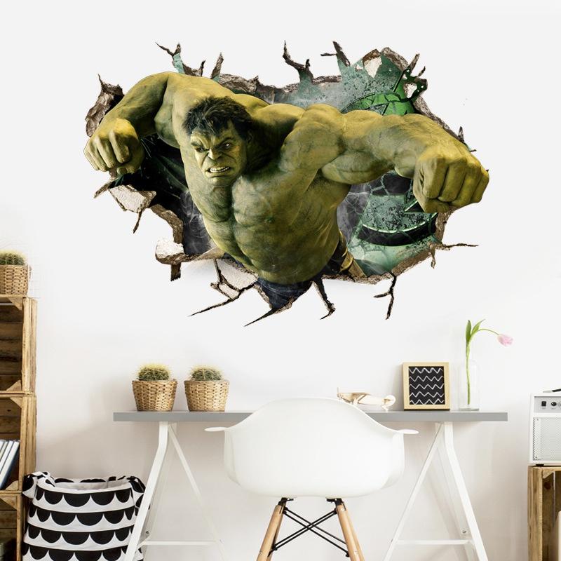 Vibrant 3d Superhero Avengers Wall Stickers Kids Cartoon Room Decor Removable Pvc Wallpaper
