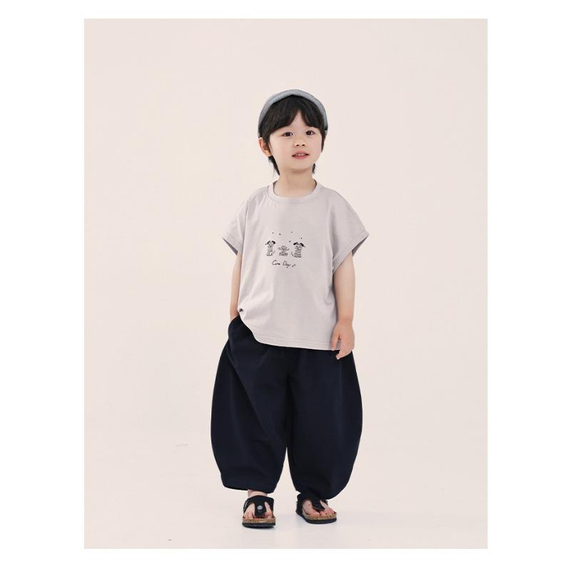 Boys Young Kids Loose Solid Casual Summer Cropped Pants