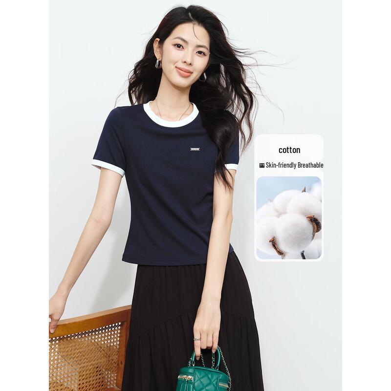 Women s Slim Fit Color Block Cotton T-shirt S