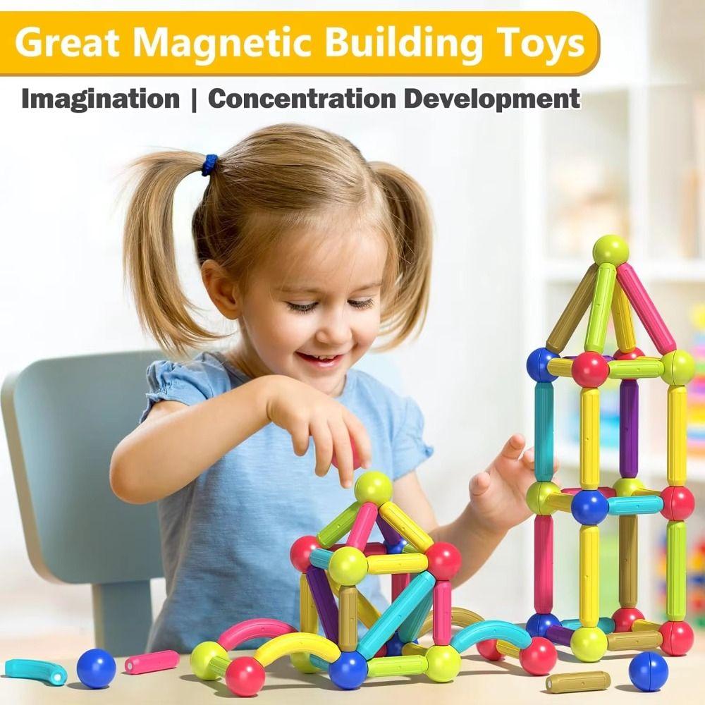 Bricks Magnetic Construction Puzzle Toy Movable Magnetic Sticks Montessori Toy  Desktop Decoration
