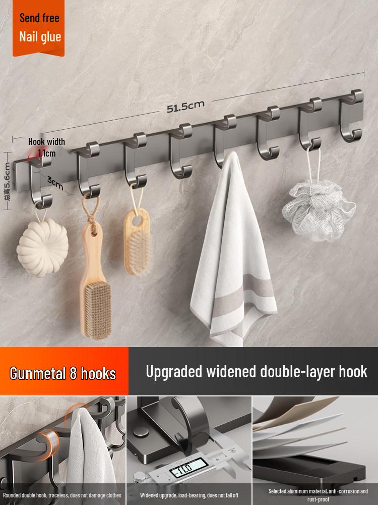 Meiruid Wall-Mounted No-Drill Double-Layer Space Aluminum Coat & Hat Hook