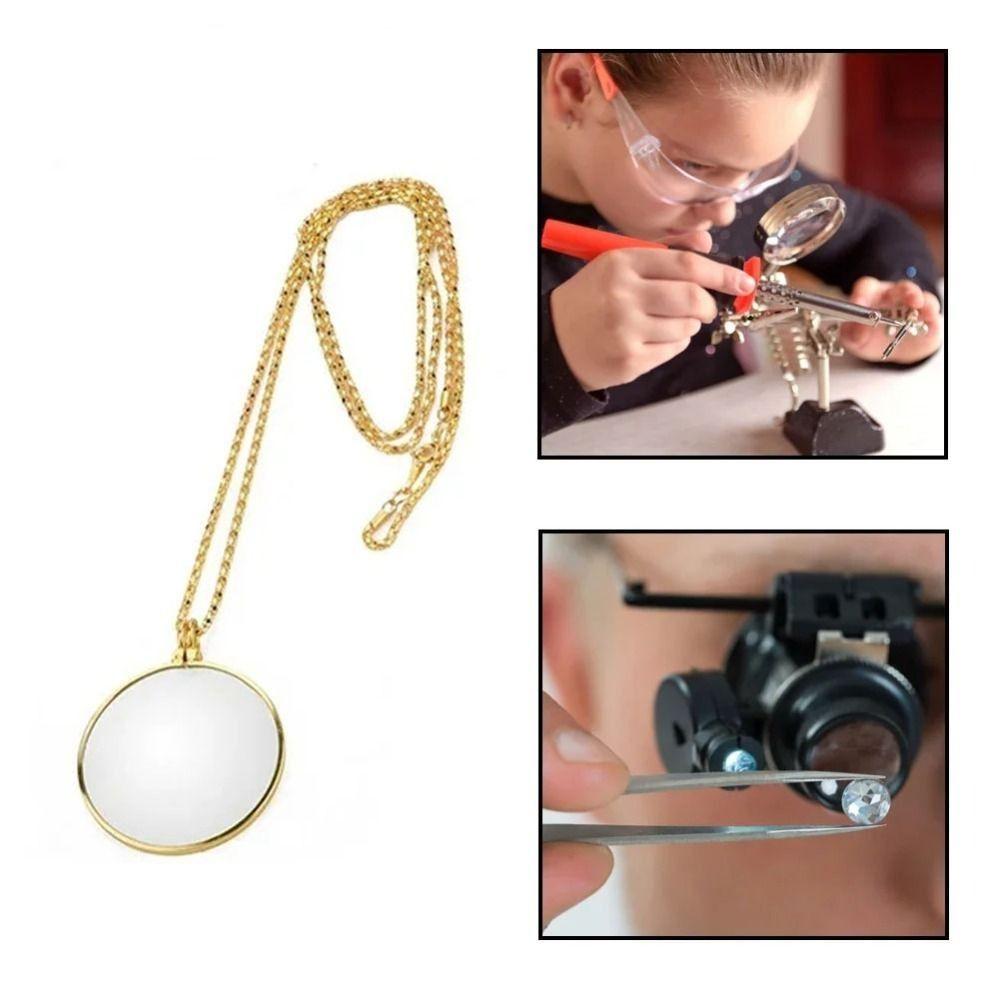 Gift Necklace Magnifying Glass 5x Portable Monocle Durable Magnifier Pendant Elderly
