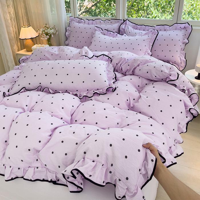 Korean Princess Cloud-like Crinkled Gauze Lace Cotton Bedding Set