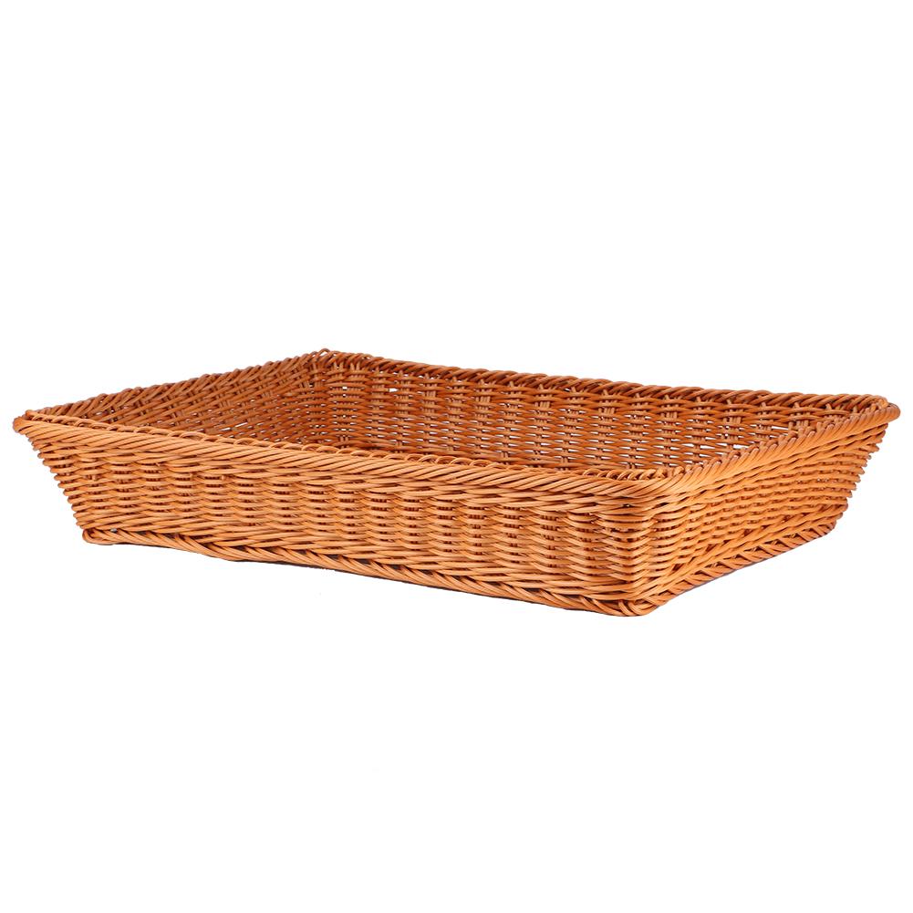 Household Desktop Rectangular Food Bread Fruits Storage Basket for Office RestaurantCoffee Color XL