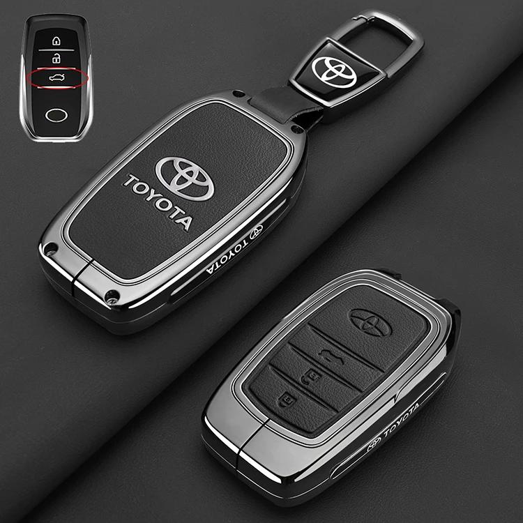 Leather Zinc Alloy Car Key Case for Toyota Corolla Hybrid 2021 Rav4 Land Cruiser Prado Camry Highlander Prius C-HR 2018+