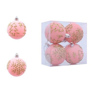 Beflockte Weihnachtsfarbige Kugeln Hängende Plastik-Weihnachtsdekorationskugeln Glitzernde Glänzende Schneeflocken-Hängende Kugeln
