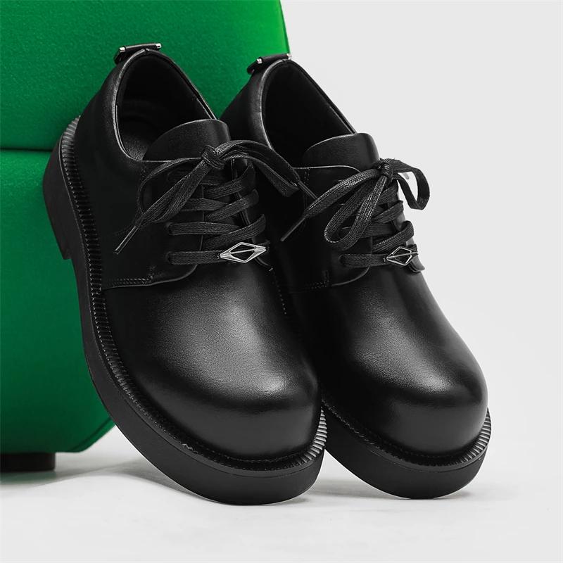 

Модный дизайнер Модные туфли дерби Мужские на шнуровке Оксфорды с квадратным носком Деловая модная обувь для платья Британский стиль Черная мужская обувь 44 чёрный