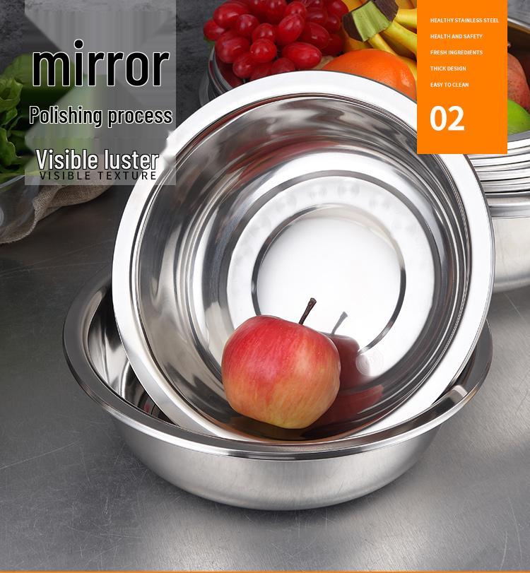 Extra Large Non-Slip Stainless Steel Bowl for Vegetables, Dough Kneading, and Laundry