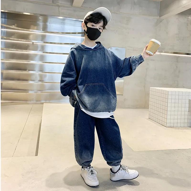 Children's Clothing, Boys' Denim Suits, Autumn Clothes, Handsome Children's Spring and Autumn Two-piece Suits, Autumn Boys
