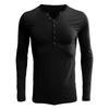 Camicia Henley a Maniche Lunghe da Uomo Tinta Unita