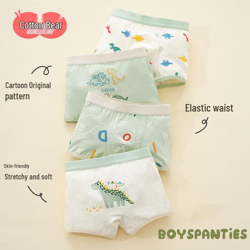 Boys  Cotton Boxer Briefs - 4-Pack Dinosaur Print 110 (M)