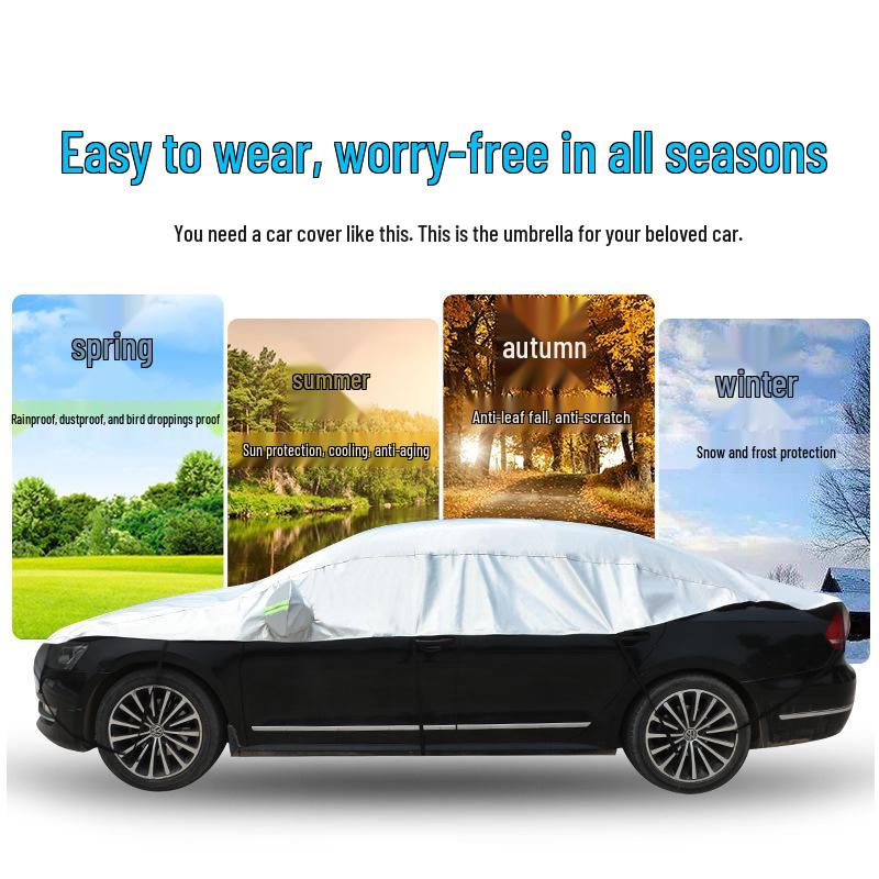 All-Season Universal Car Cover: Sun & Rain Protection, Heat Insulation, Thickened Full Exterior Shield.