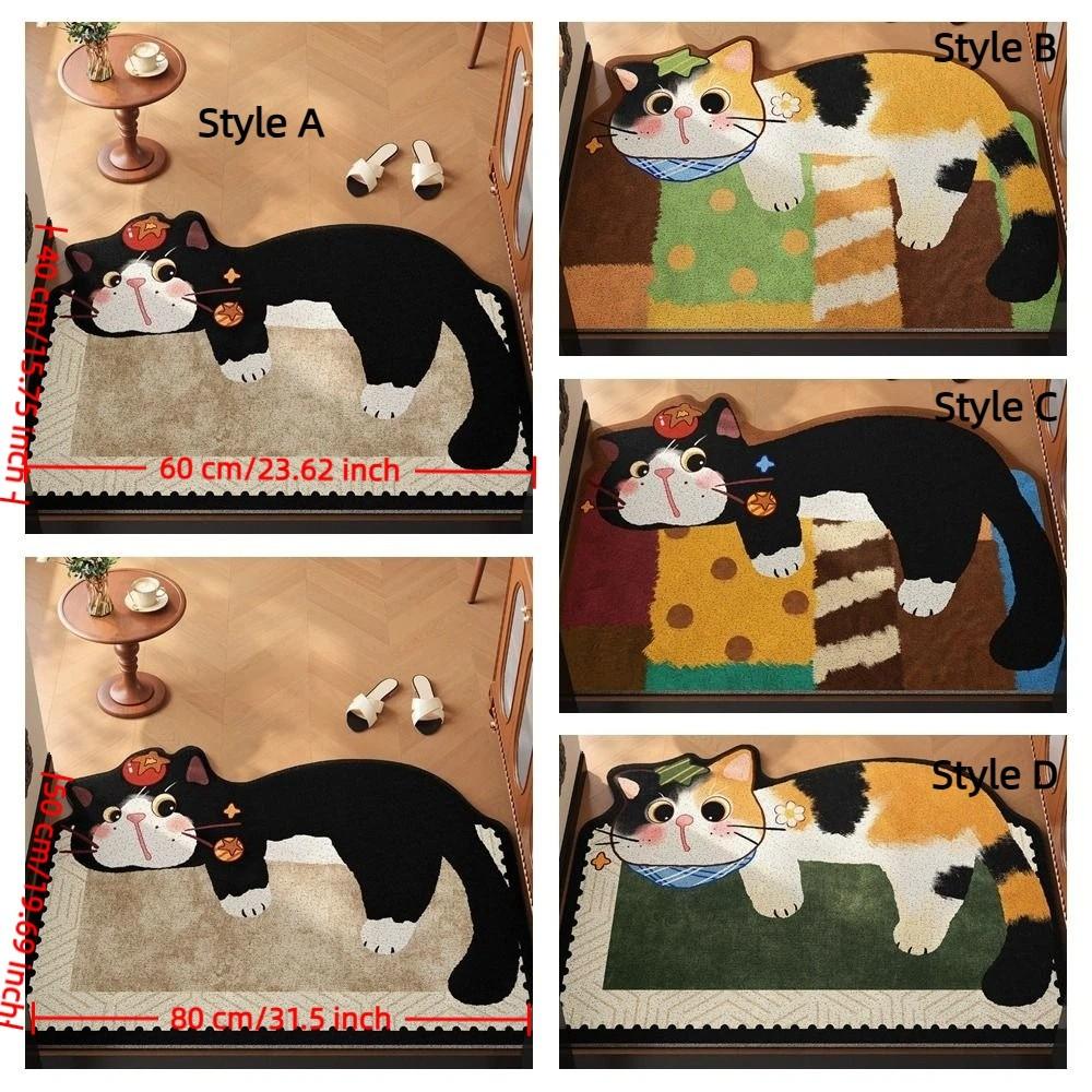Absorbent Cartoon Cat Carpet Irregular Shaped Shower Carpet Soft Bathroom Floor Mat Bedroom