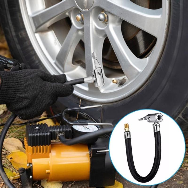 Adaptateur de tuyau de pompe à air, Tuyau d'extension pour valves Schrader et Presta, Tube de mandrin de pneu à verrouillage 8'', Gonfleur de pneu universel