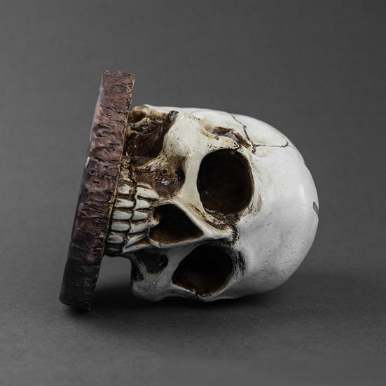 Totenkopf Messerhalter, Gruseliger Skelettkopf Messerständer mit 7 Schlitzen, Halloween Horror Messerhalter für Gothic Küchenarbeitsplatten-Dekoration