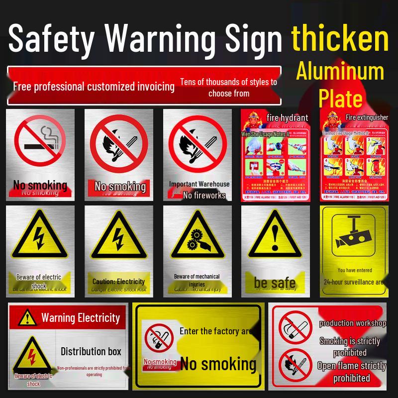 No Smoking or Open Flames Warning Sign - Electric Shock Caution for Construction Sites