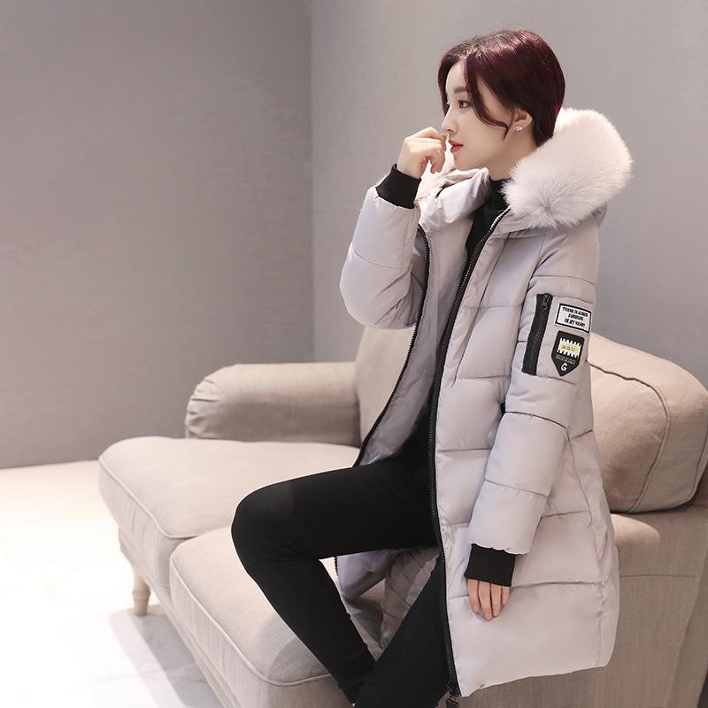 Winter New Korean Version Fashion Medium and Long Cotton Clothes Women's Large Size Slim Hooded Jacket
