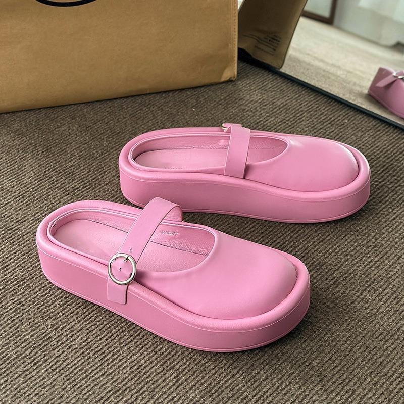 Big Head Ugly Cute Bag Head Half Slippers Women's Summer 2025 New Lazy Heelless Sandals Platform Slippers Foreign Trade