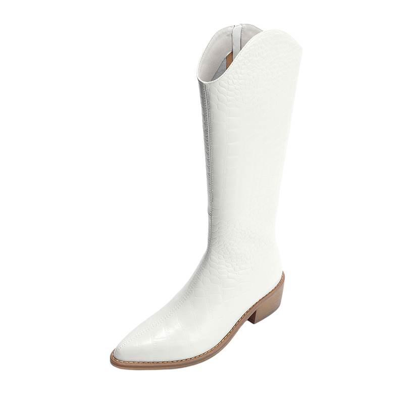 

Krazing Pot, кожаная осенне-зимняя обувь с принтом из натуральной кожи, ботинки для верховой езды на толстом среднем каблуке, женские сапоги до бедра 39 слоновая кость