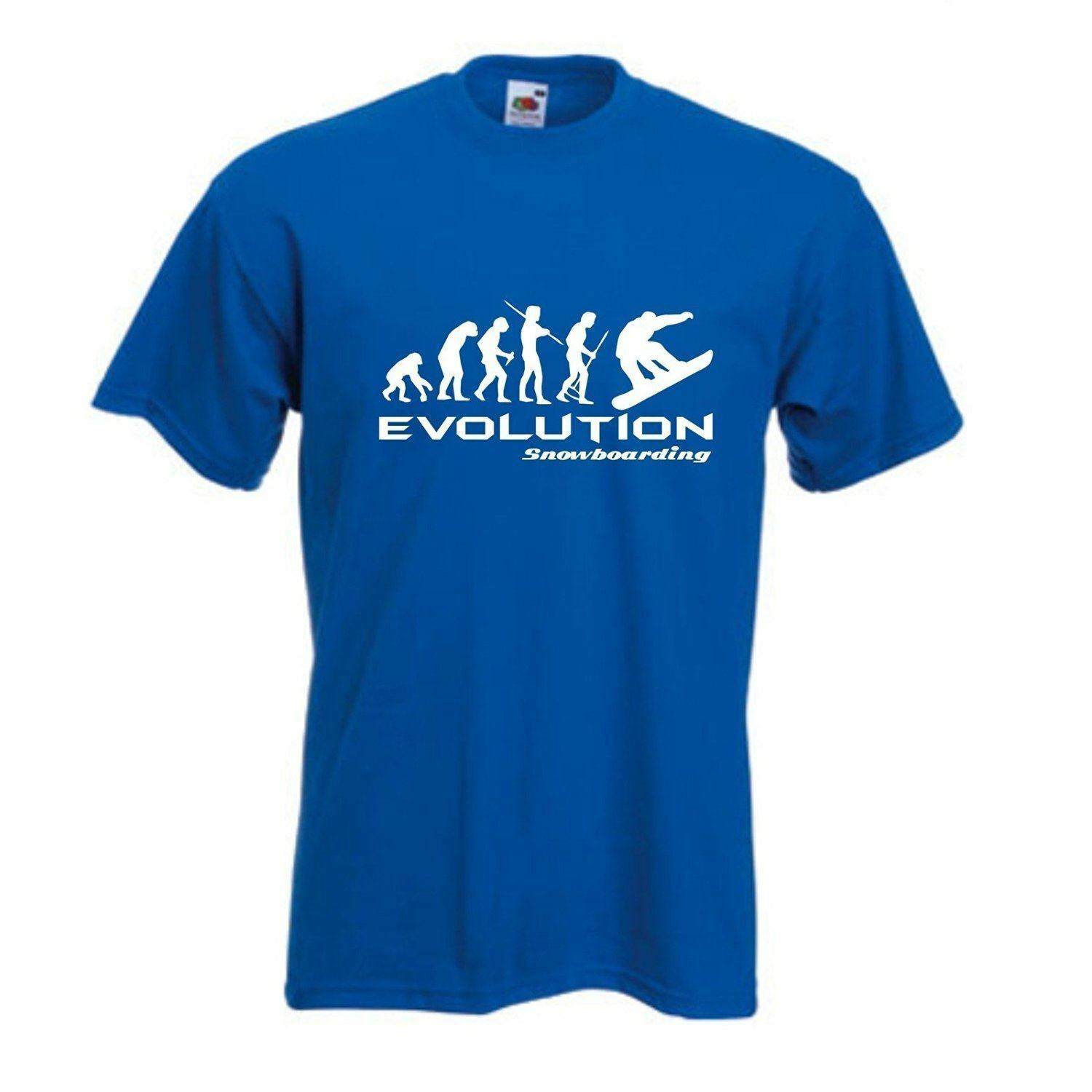 Evolution of Snowboarding T Shirt Mens Womens Tees Top - Funny T Shirt Mens Womens Tees Top Darwin retro extreme comic rad S