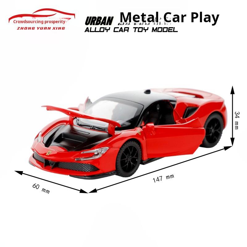 1:32 Ferra Sf90 Luxury Sports Car Exquisite Alloy Simulation Car Model Pull Back Collectible Figurine & Desktop Decoration