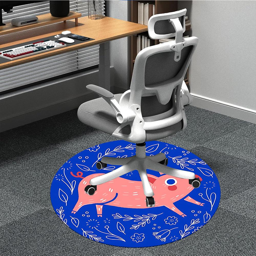 1pc Piggy Pattern Chair Carpet for Office Non Slip, Lightweight, Machine Washable Rug for Office Holiday Decor