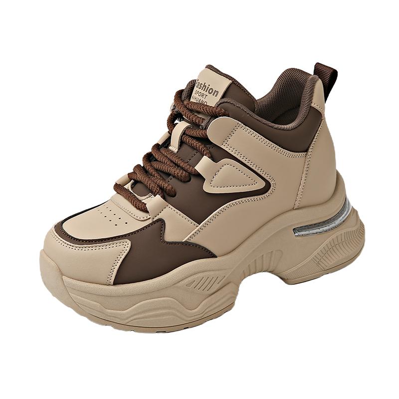 Fashion Mixed Color Chunky Sneakers Women 2025 Fashion Non Slip Platform Vulcanized Shoes Woman Thick Bottom Lace Up Casual Sports Shoes