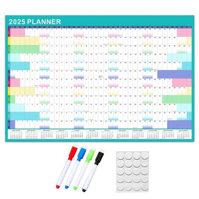 2025 Full Year To View Calendar with Erasable Marker and Adhesive Dot Stickers, 90x60cm Wall Calendar Yearly Planner