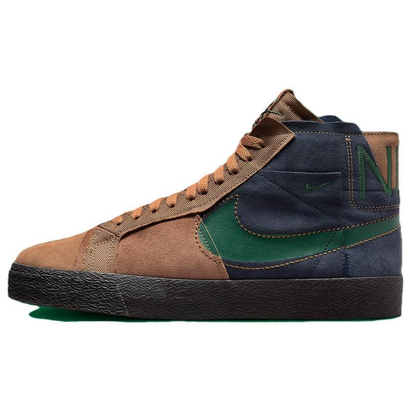 Nike Sb Zoom Blazer Mid Premium Legend Dark Brown Obsidian Patchwork  Skateboard Shoes FZ3306-200