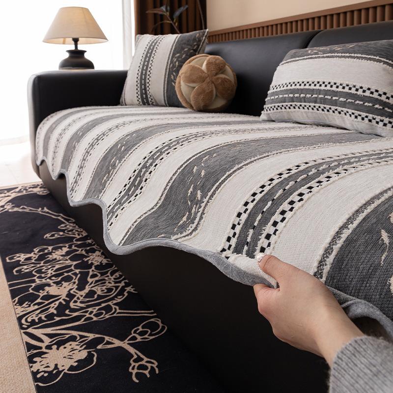 Light Luxury High-Grade Leather Sofa Cushion, Four-Season Universal Non-Slip Seat Cushion  New Straight Sofa Cover Cover Cloth Towel
