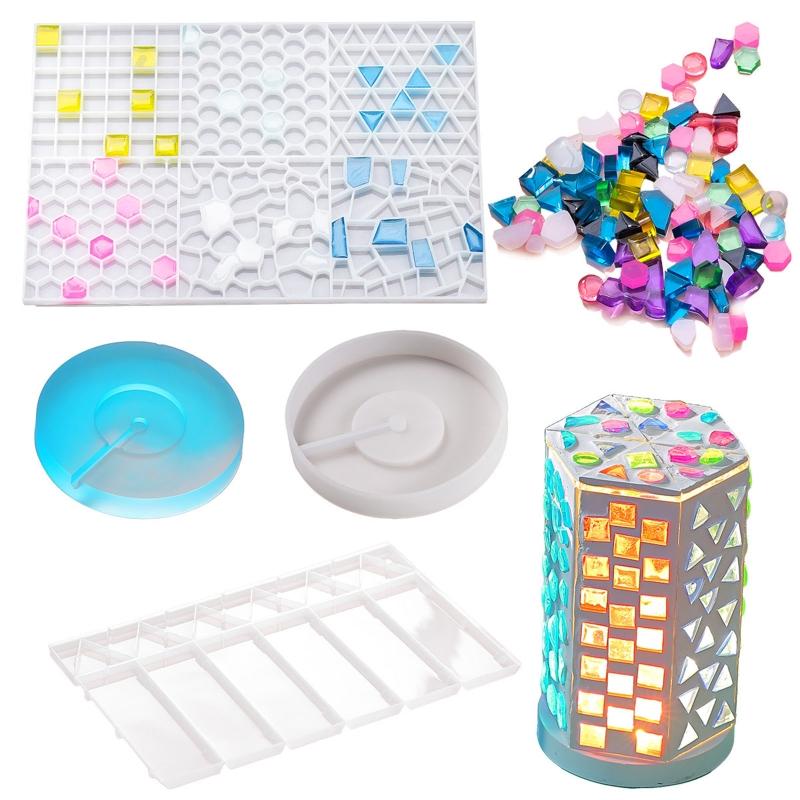 Hexagonal Light Resin Molds Mosaic Shape Decor Box Silicone Molds for Epoxy Resin Casting DIY Home Candlestick Ornament