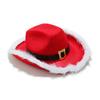 Cowboy Hat Christmas Themed White Furry Trim Soft Felt Material Jazz Top Hat Adjustable Red Tie Party Hat