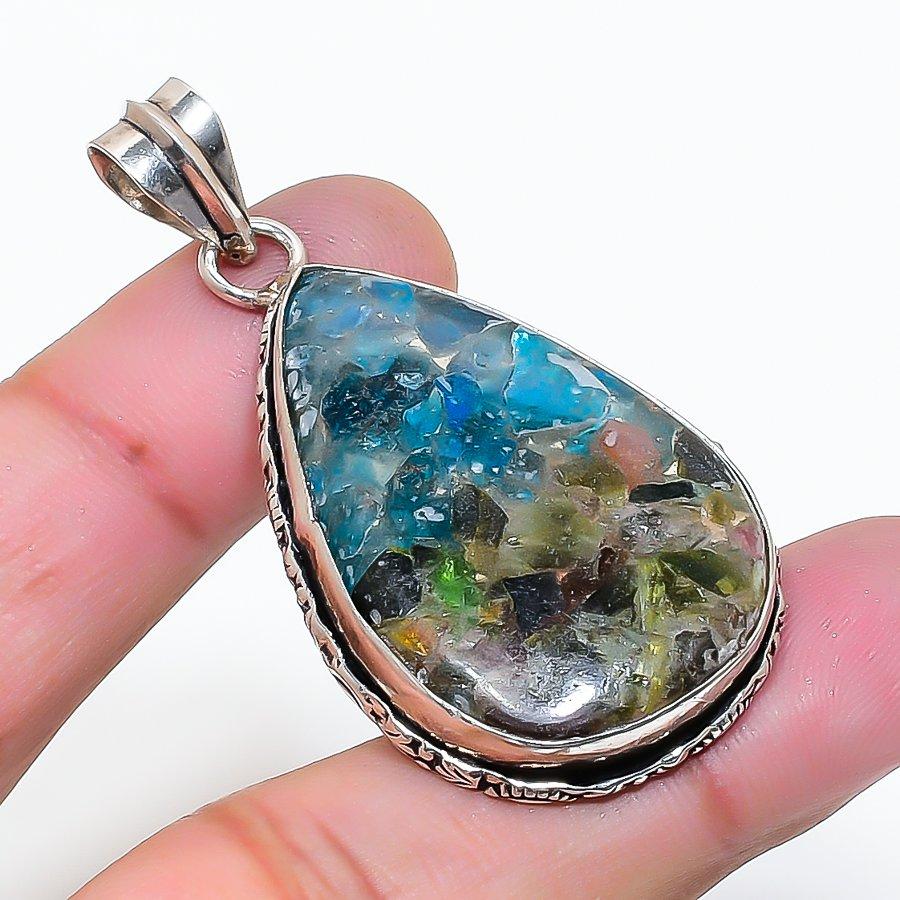 Natural Tourmaline Gemstone Handmade 925 Sterling Silver Pendant 2.01  AP-15558