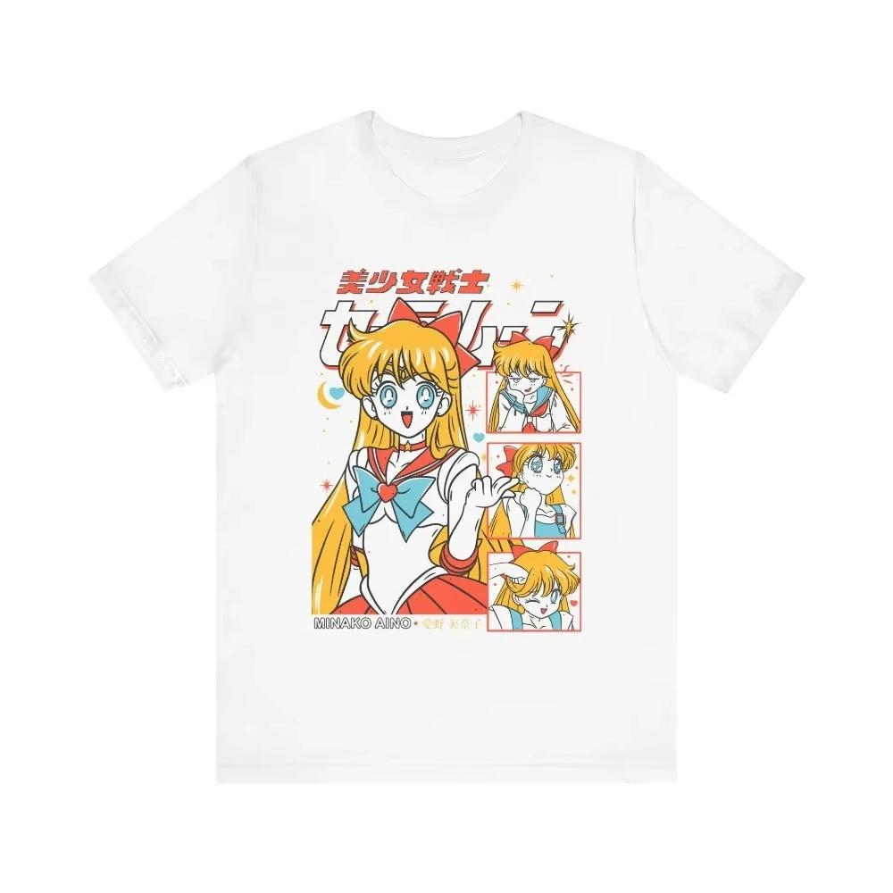 Sailor Moon Tsukino Usagi Unisex Pure Cotton T-shirt 2026 Summer Hot Anime Print Loose Casual Parent-child Short Sleeved Top