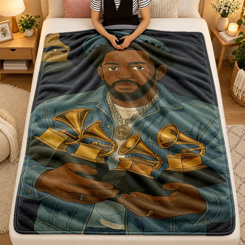 Flannel BlanketKendrick Lamar Warm Soft Throw Blanket for Indoor Sofa Bed Living Room Use