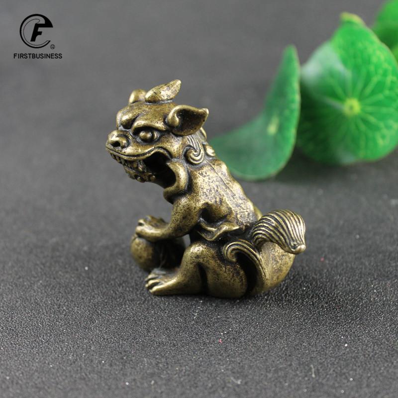 Antique Bronze Lions Statues Home Decor Accessories Brass Animal Miniature Figurines Living Room Decoration Furnishings Ornament