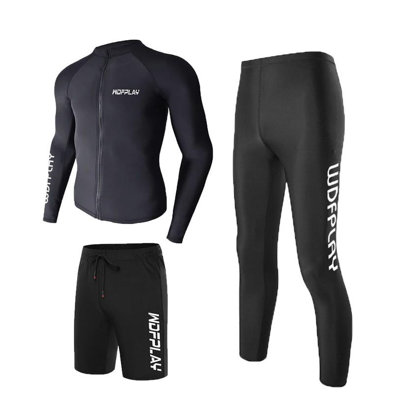 Mens Full Coverage UV Protection Rash Guard Set Long Sleeve Top With Pants Snorkeling Diving Surfing