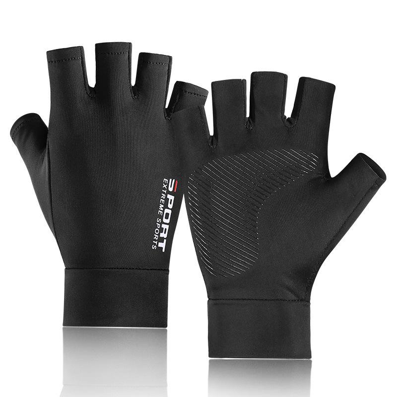 Ice silk sunscreen gloves mens summer thin non-slip and breathable One Size