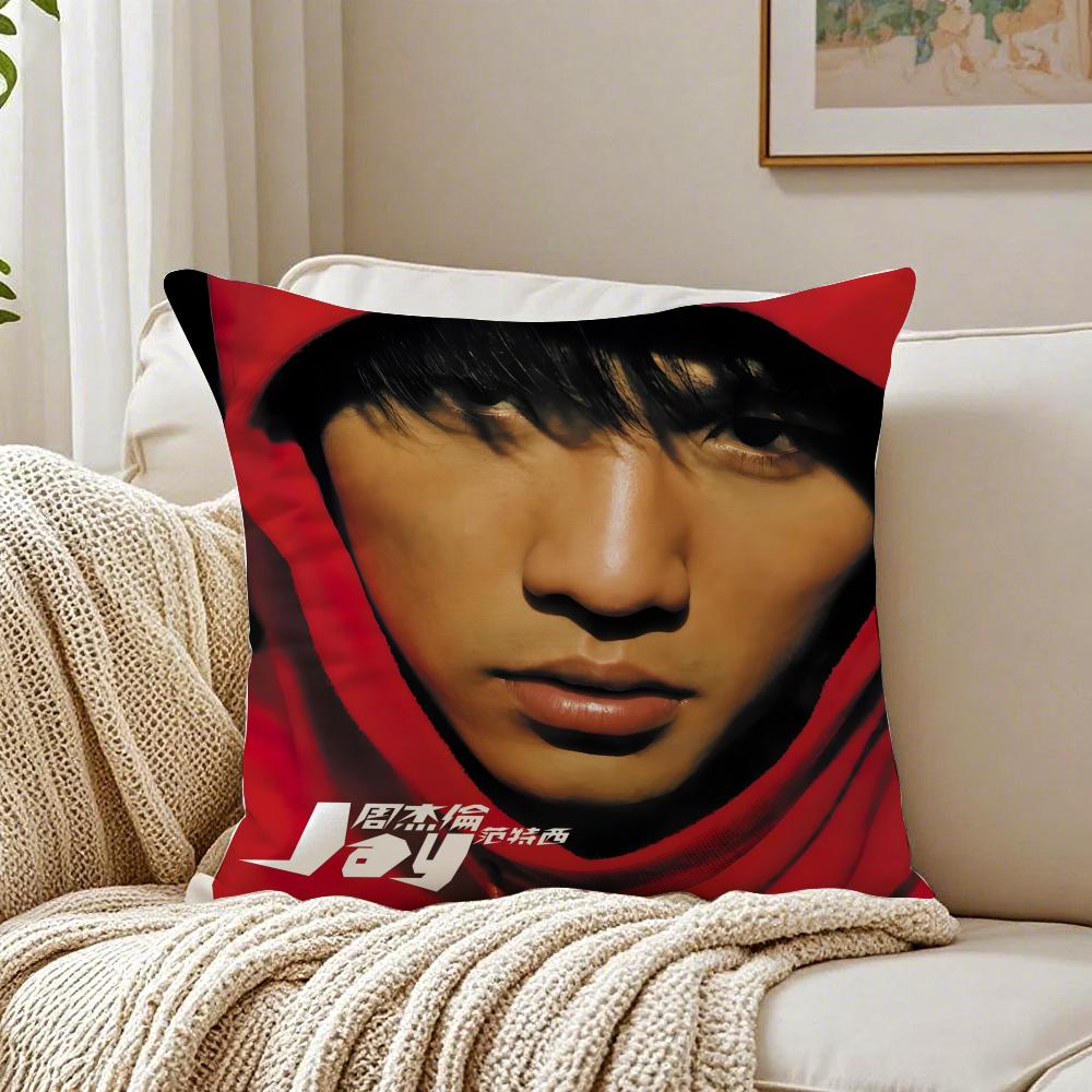 Chinese Pop JJay Chou Album Cover Cushion Cover Linen Pillowcase Soft for Sofa Bed Home Room Decor
