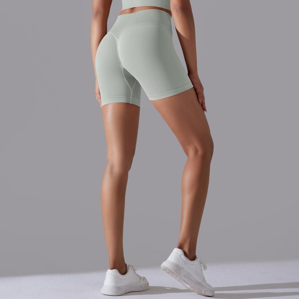 Seamless Solid-color High-waisted Hip-lifting Tight High-elastic Yoga Shorts For Sports, Running, And Fitness, Women's Three-quarter Length Pants