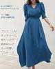 Collecala Tucked Short Puff Ribbon Stylish Perfect for and Summer Formal Wear Women's High-Waisted Dress, Long, Sleeves, Sleeves, Belt, Slimming,