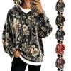 Damen Lässiger Kapuzenpullover mit Blumendruck, Langarm, Lockerer Schnitt