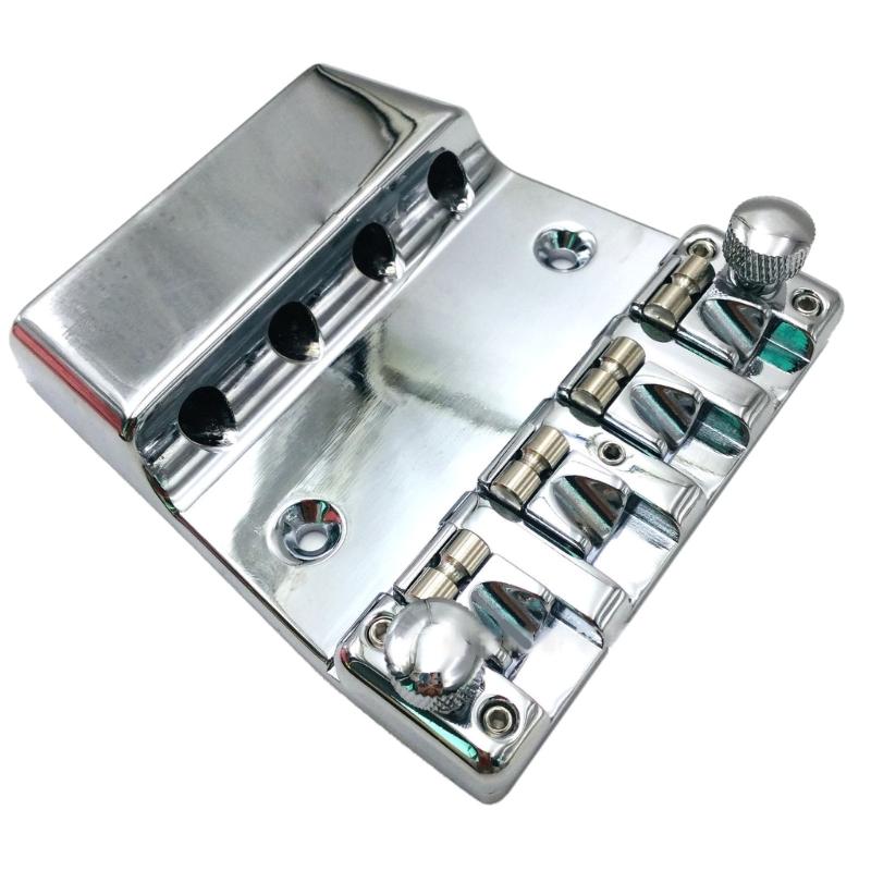4 String Electric Bass Guitar Bridge Hard Tail Fixed Bass Guitar Bridge Roller Saddles Bridge for Bass Guitar Part