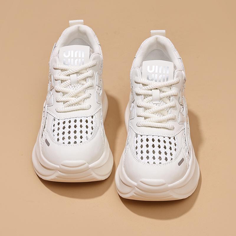 Mesh dad shoes women's spring new breathable female students sports thick soles increase height and leisure