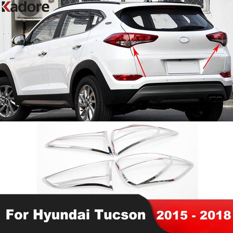 For Hyundai Tucson 2015 2016 2017 2018 Chrome Car Rear Tail Light Lamp Cover Trim Taillight Frame Trims Exterior Accessories