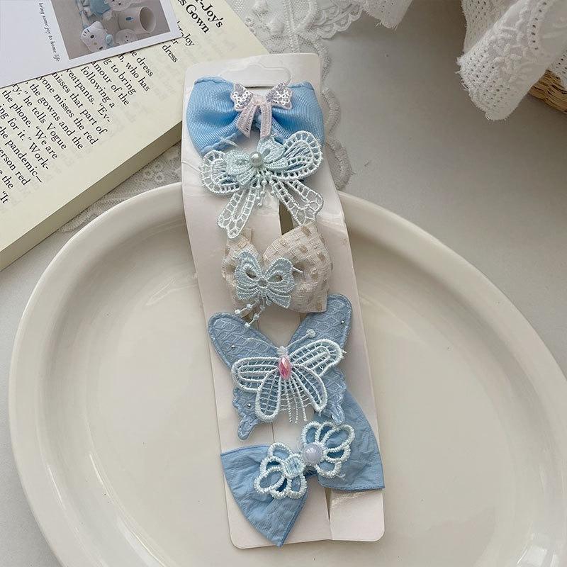 New Korean Spring Fabric Bow Hair Clip Set for Kids, Sweet Side & Bangs Clips, Full-cover Design,  Non-hurt Hair, Perfect .