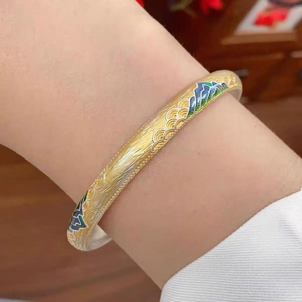 Ethnic Style Women's Hand Bracelet Traditional Chinese Cloisonne Bracelet Enamel Bracelet  Gift